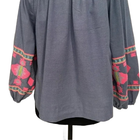 REBELLION ~ Women’s loose fit 3/4 elastic sleeves BOHO top w/tassels size L - Picture 6 of 7